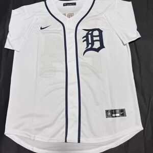 Nike White and Navy Baseball Jersey